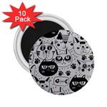 Black Outline Cat Heads 2.25  Magnets (10 pack)  Front