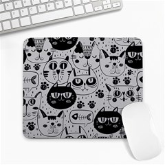 Black Outline Cat Heads Large Mousepads by crcustomgifts