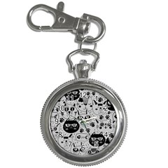 Black Outline Cat Heads Key Chain Watches by crcustomgifts