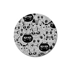 Black Outline Cat Heads Magnet 3  (round) by crcustomgifts