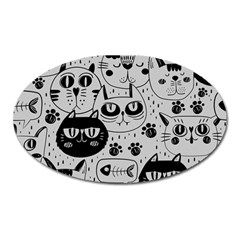 Black Outline Cat Heads Oval Magnet by crcustomgifts