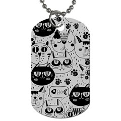 Black Outline Cat Heads Dog Tag (one Side) by crcustomgifts