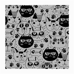 Black Outline Cat Heads Medium Glasses Cloth (2 Sides) by crcustomgifts