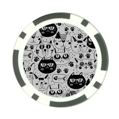 Black Outline Cat Heads Poker Chip Card Guard by crcustomgifts