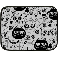 Black Outline Cat Heads Fleece Blanket (mini) by crcustomgifts