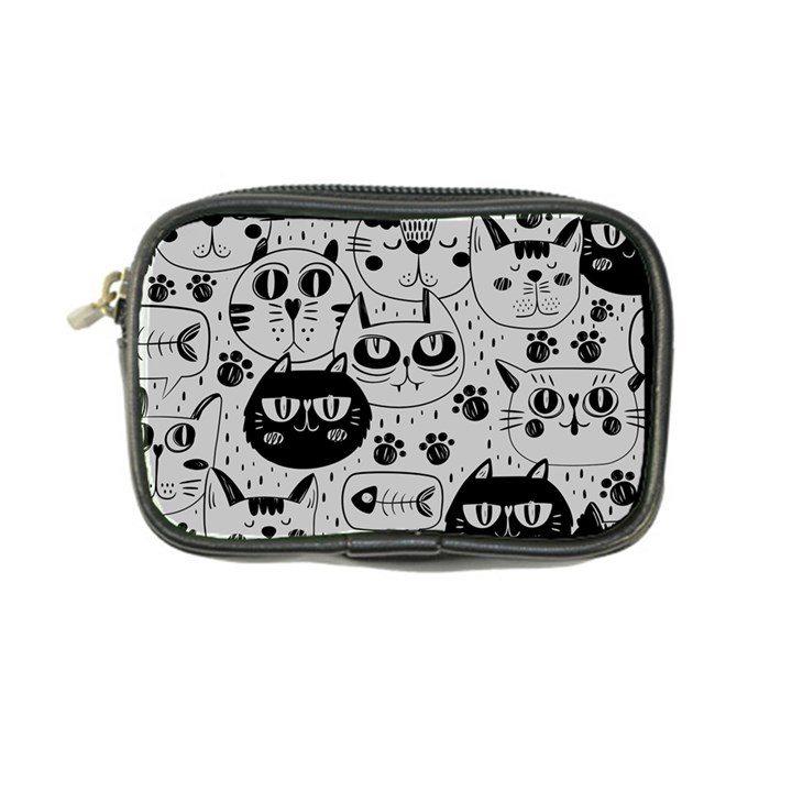 Black Outline Cat Heads Coin Purse