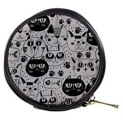 Black Outline Cat Heads Mini Makeup Bag by crcustomgifts