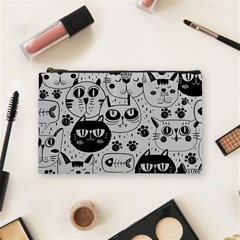 Black Outline Cat Heads Cosmetic Bag (medium) by crcustomgifts