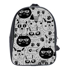 Black Outline Cat Heads School Bag (large) by crcustomgifts