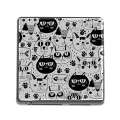 Black Outline Cat Heads Memory Card Reader (square 5 Slot) by crcustomgifts