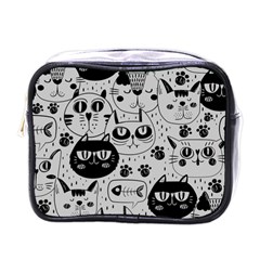 Black Outline Cat Heads Mini Toiletries Bag (one Side) by crcustomgifts