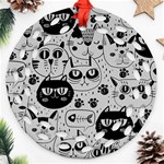 Black Outline Cat Heads Ornament (Round Filigree) Front