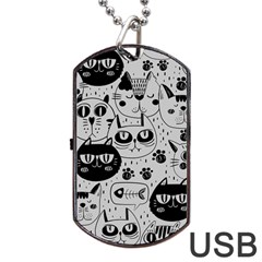 Black Outline Cat Heads Dog Tag Usb Flash (one Side) by crcustomgifts