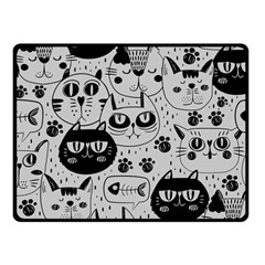 Black Outline Cat Heads Double Sided Fleece Blanket (small)  by crcustomgifts