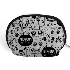 Black Outline Cat Heads Accessory Pouch (medium) by crcustomgifts