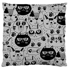 Black Outline Cat Heads Large Flano Cushion Case (one Side) by crcustomgifts