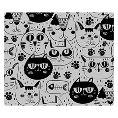 Black Outline Cat Heads Double Sided Flano Blanket (small)  by crcustomgifts