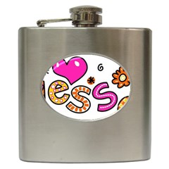 Floral-1814372 Blessed-cartoon-text-clipart-hand-drawn-colored-whimsical-special-occasion-reads-43718964 Hip Flask (6 Oz)