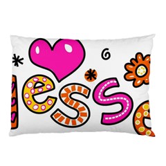 Floral-1814372 Blessed-cartoon-text-clipart-hand-drawn-colored-whimsical-special-occasion-reads-43718964 Pillow Case (two Sides)