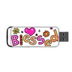 Floral-1814372 Blessed-cartoon-text-clipart-hand-drawn-colored-whimsical-special-occasion-reads-43718964 Portable USB Flash (One Side) Front