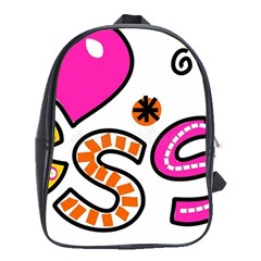 Floral-1814372 Blessed-cartoon-text-clipart-hand-drawn-colored-whimsical-special-occasion-reads-43718964 School Bag (xl)