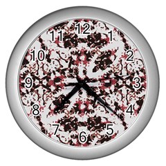 Texture Mosaic Abstract Design Wall Clock (silver) by dflcprintsclothing