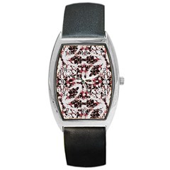 Texture Mosaic Abstract Design Barrel Style Metal Watch