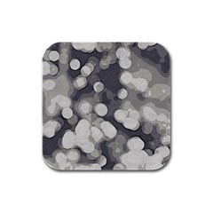 Gray circles of light Rubber Square Coaster (4 pack)