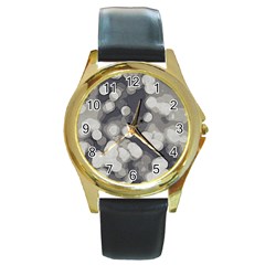 Gray circles of light Round Gold Metal Watch