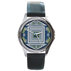 Abstract Pattern Geometric Backgrounds   Round Metal Watch by Eskimos