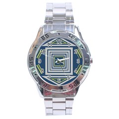 Abstract Pattern Geometric Backgrounds   Stainless Steel Analogue Watch by Eskimos