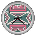 Abstract pattern geometric backgrounds   Wall Clock (Silver) Front