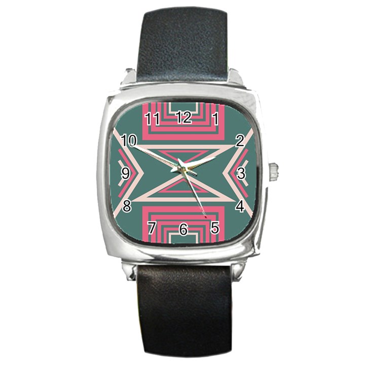 Abstract pattern geometric backgrounds   Square Metal Watch