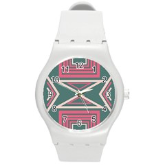 Abstract Pattern Geometric Backgrounds   Round Plastic Sport Watch (m) by Eskimos