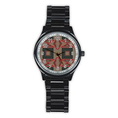 Abstract Pattern Geometric Backgrounds   Stainless Steel Round Watch by Eskimos