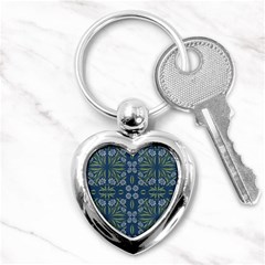 Folk Flowers Print Floral Pattern Ethnic Art Key Chain (heart) by Eskimos