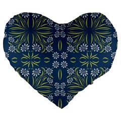 Folk Flowers Print Floral Pattern Ethnic Art Large 19  Premium Heart Shape Cushions by Eskimos