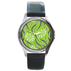 Folk flowers print Floral pattern Ethnic art Round Metal Watch