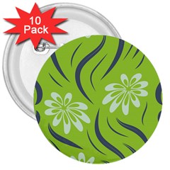 Folk Flowers Print Floral Pattern Ethnic Art 3  Buttons (10 Pack)  by Eskimos