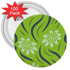 Folk Flowers Print Floral Pattern Ethnic Art 3  Buttons (100 Pack)  by Eskimos