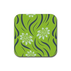 Folk Flowers Print Floral Pattern Ethnic Art Rubber Coaster (square) by Eskimos