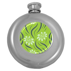 Folk flowers print Floral pattern Ethnic art Round Hip Flask (5 oz)