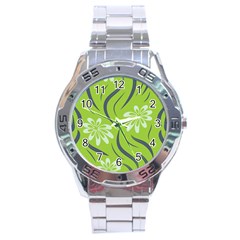 Folk flowers print Floral pattern Ethnic art Stainless Steel Analogue Watch