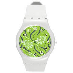 Folk Flowers Print Floral Pattern Ethnic Art Round Plastic Sport Watch (m) by Eskimos