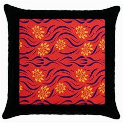 Folk Flowers Print Floral Pattern Ethnic Art Throw Pillow Case (black)