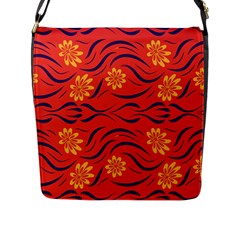 Folk Flowers Print Floral Pattern Ethnic Art Flap Closure Messenger Bag (l) by Eskimos