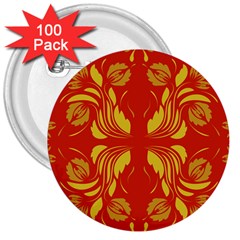 Folk Flowers Print Floral Pattern Ethnic Art 3  Buttons (100 Pack)  by Eskimos