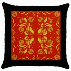 Folk Flowers Print Floral Pattern Ethnic Art Throw Pillow Case (black)