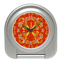 Folk Flowers Print Floral Pattern Ethnic Art Travel Alarm Clock by Eskimos