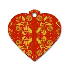 Folk Flowers Print Floral Pattern Ethnic Art Dog Tag Heart (one Side) by Eskimos